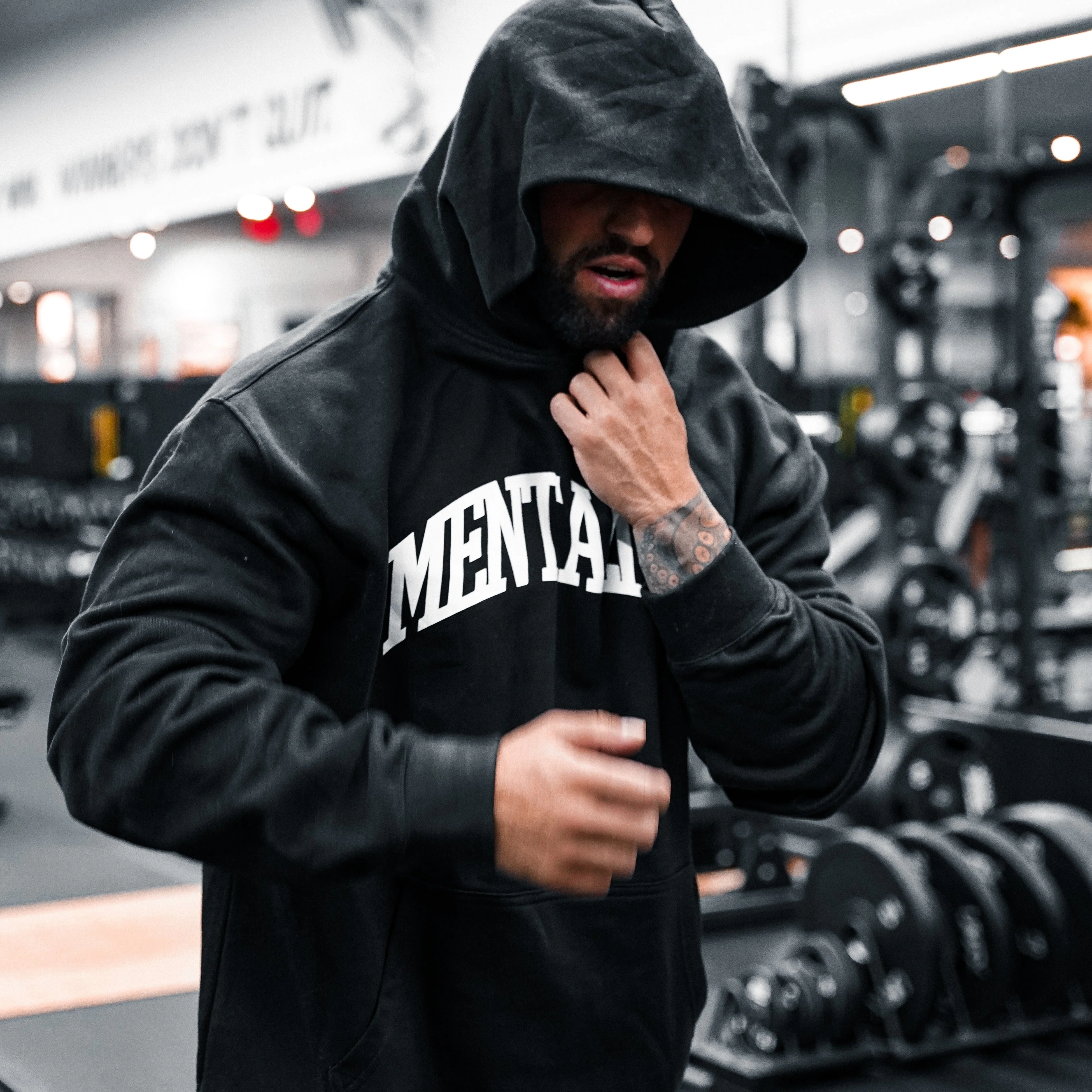 MENTALITY VARSITY HOODIE - BLACK - Image 3