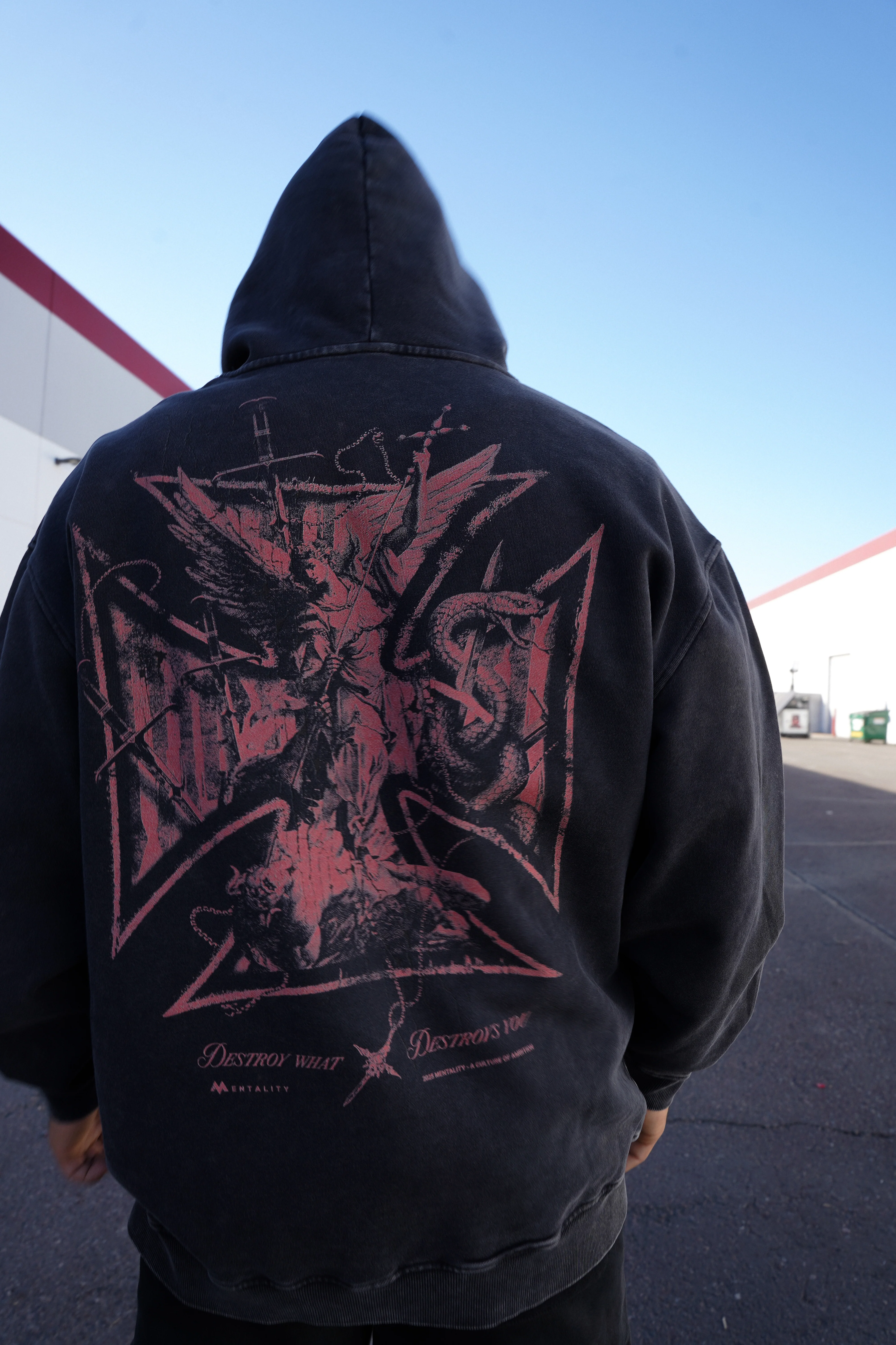 'DESTROY EVIL' HOODIE - VINTAGE - Image 3