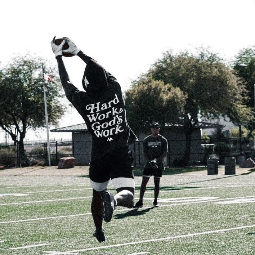 'HARD WORK & GOD'S WORK' TEE - BLACK - Image 4