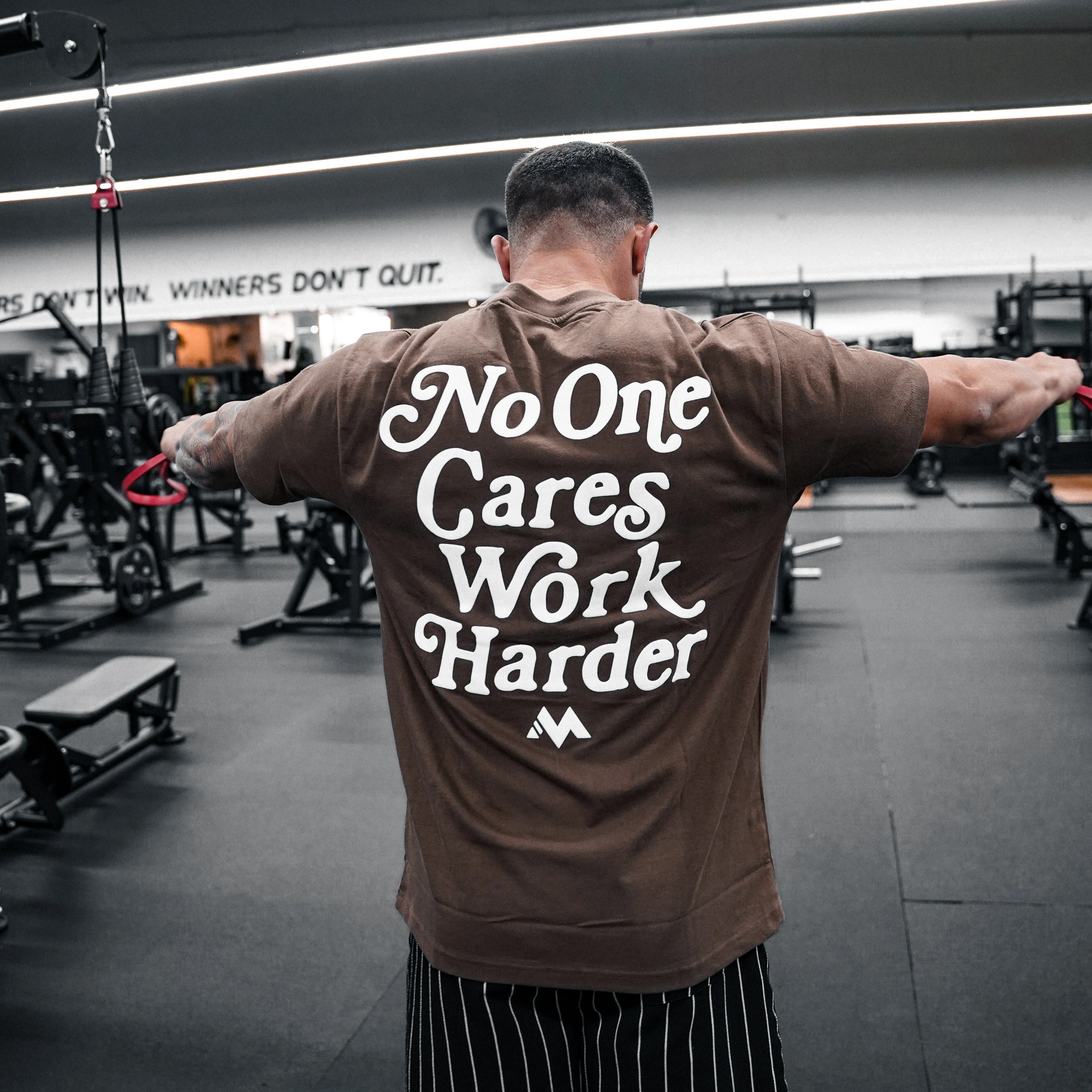 'WORK HARDER' TEE - COFFEE - Image 3