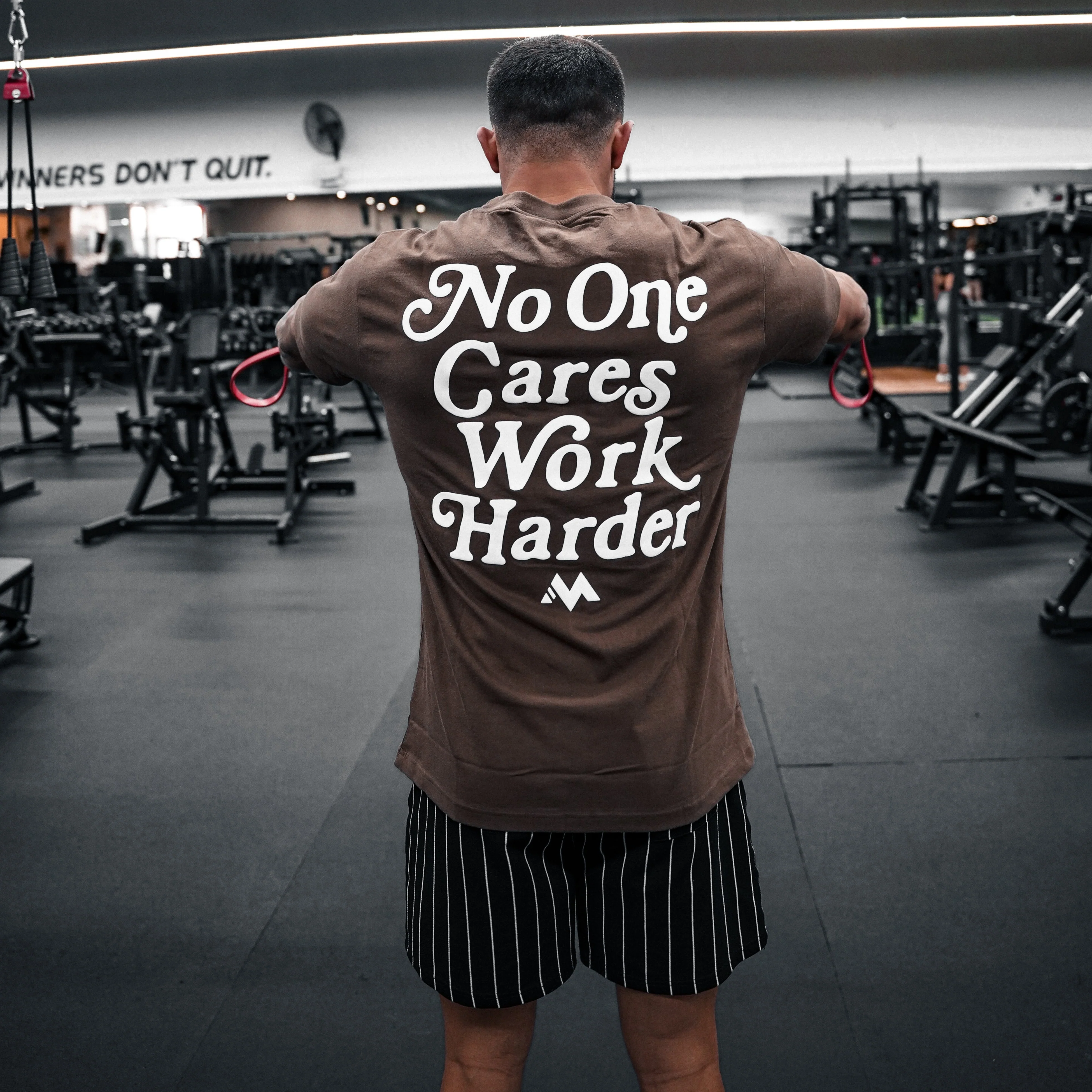 'WORK HARDER' TEE - COFFEE - Image 4