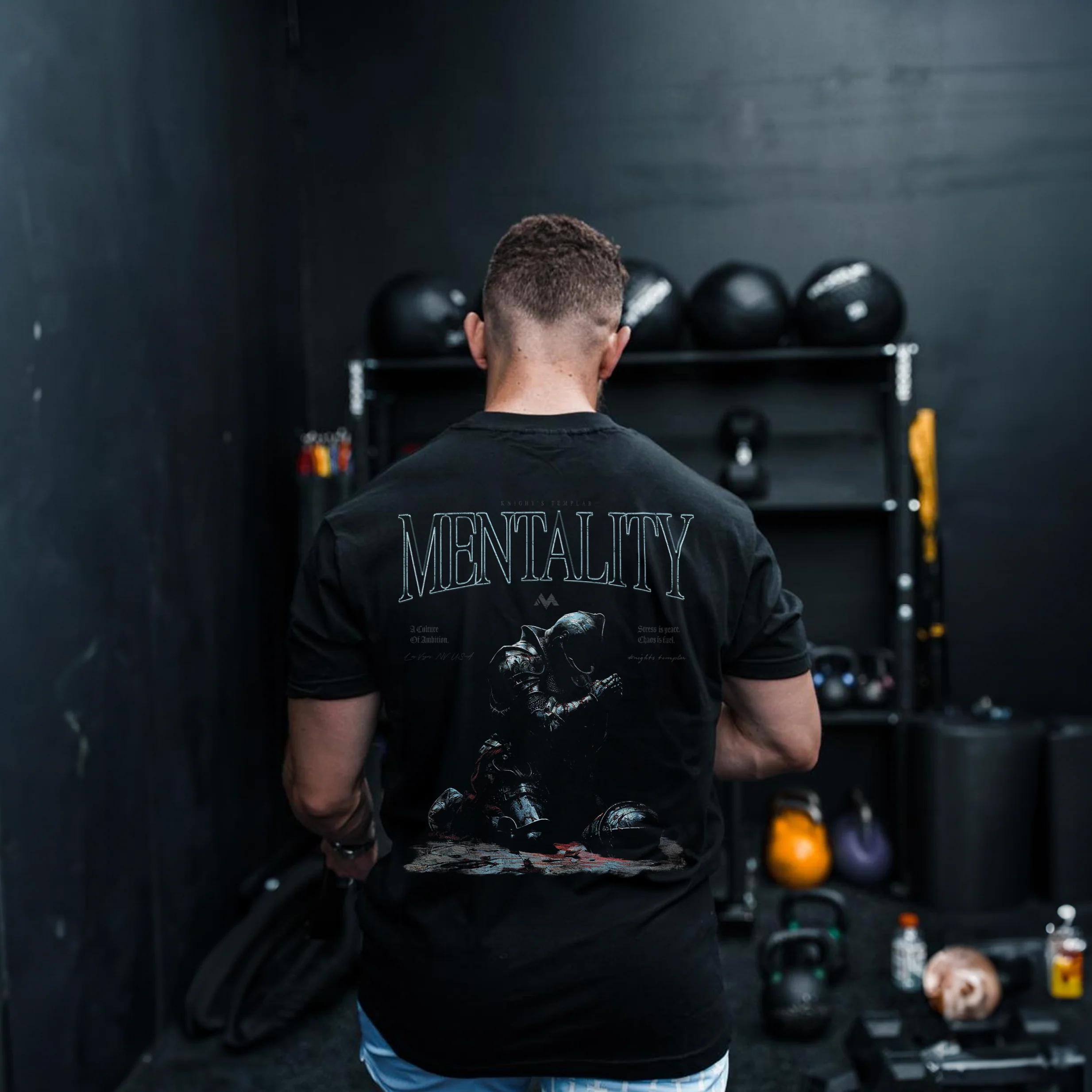 'STRESS & CHAOS' Tee - Black / Silver - Image 3