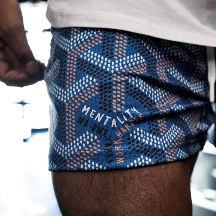 WORK HARDER MESH SHORTS (MID THIGH CUT) - BLUE - Image 3