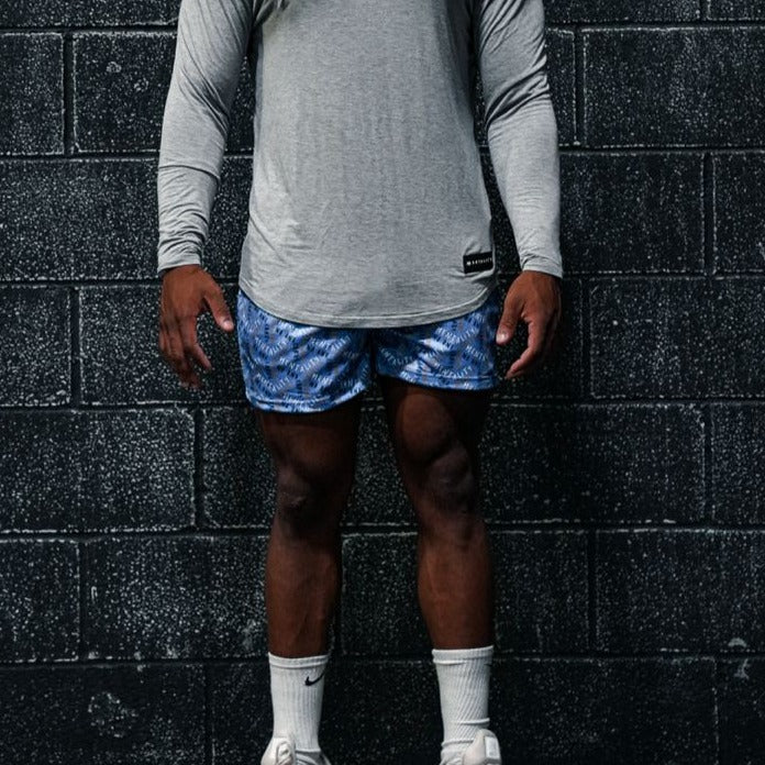 WORK HARDER MESH SHORTS (MID THIGH CUT) - BLUE - Image 4