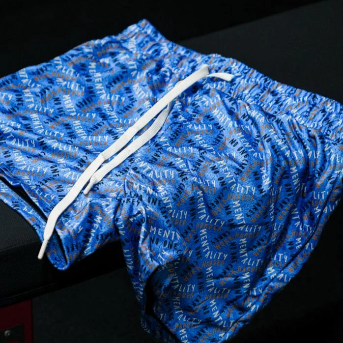 WORK HARDER MESH SHORTS (MID THIGH CUT) - BLUE - Image 5